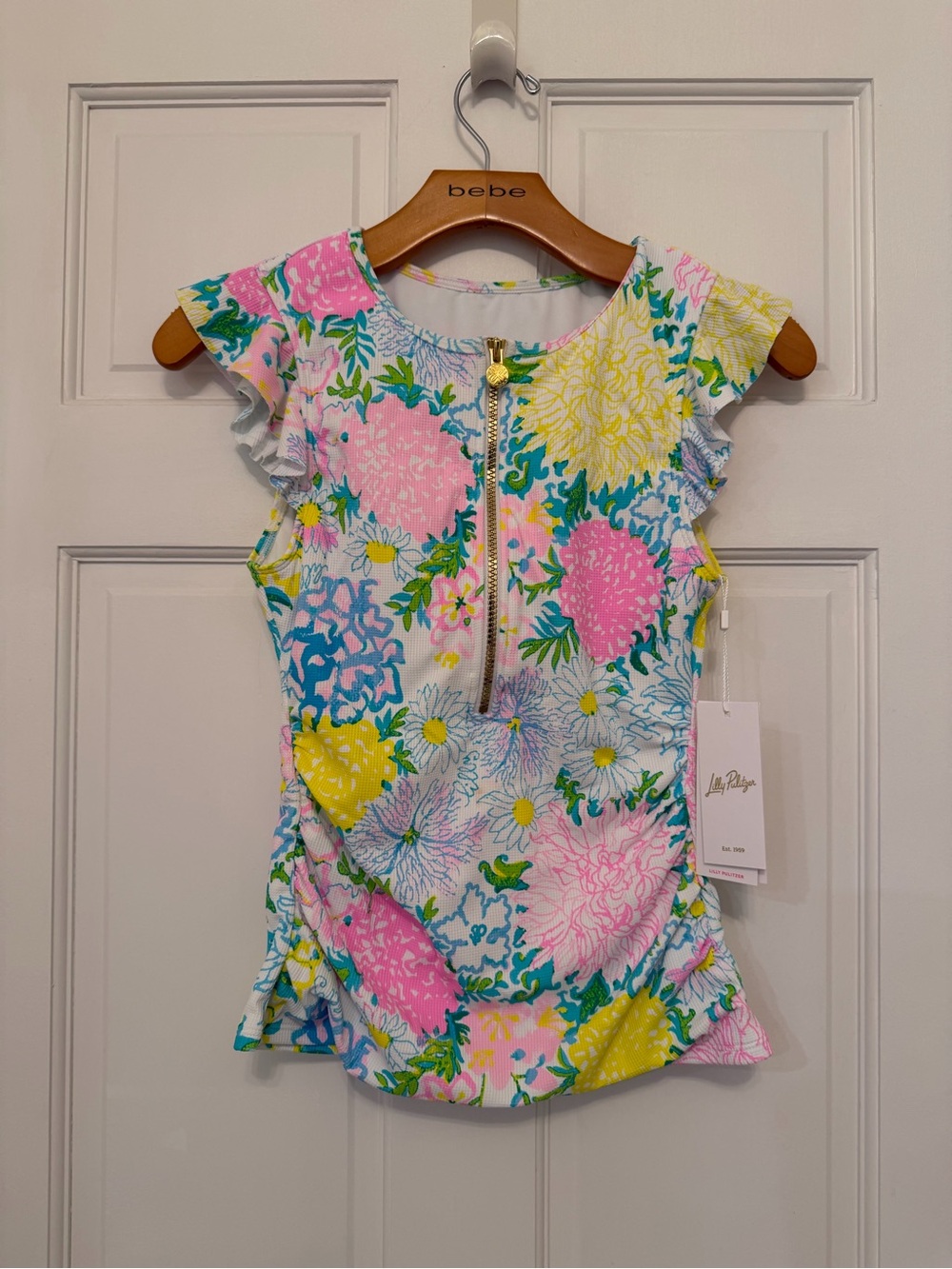 Lilly Pulitzer Jossette Rashguard Tankini Top Multi Lilly Garden Size 2